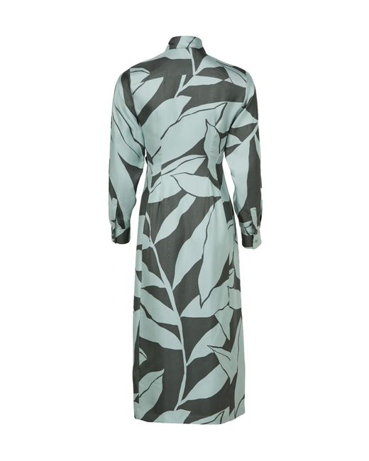 Max Mara Green Printed Long-Sleeved Dress