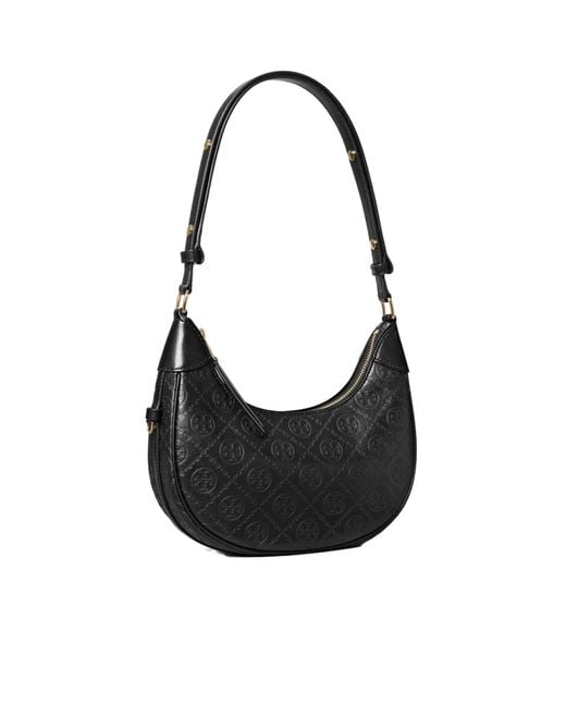 Tory Burch Black T Monogram Crescent Bag