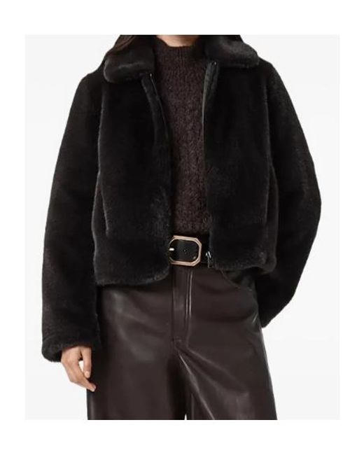 AllSaints Black Saye Zip Collar Jacket