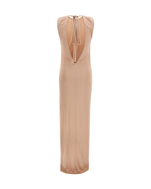 Elisabetta Franchi White Open Back Sleeveless Carpet Dress