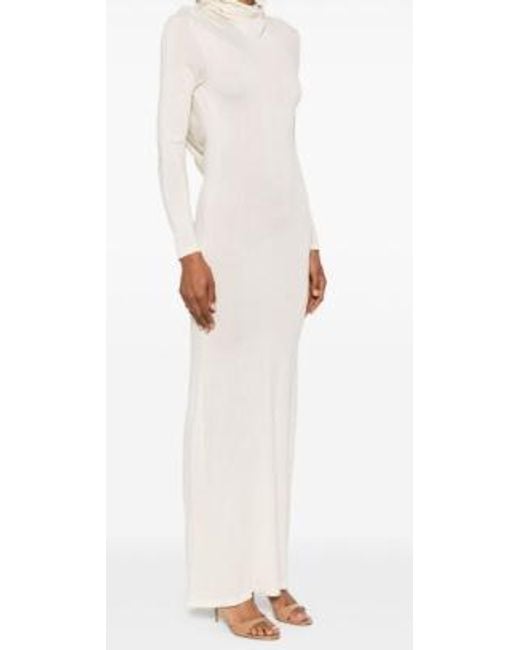 AYA MUSE White Fine-Knit Ultra-Long Dress