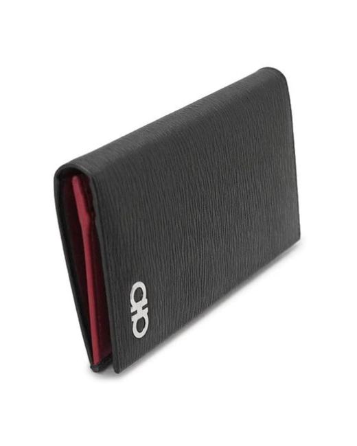 Ferragamo Black Gancini-Embellished Bi-Fold Wallet for men