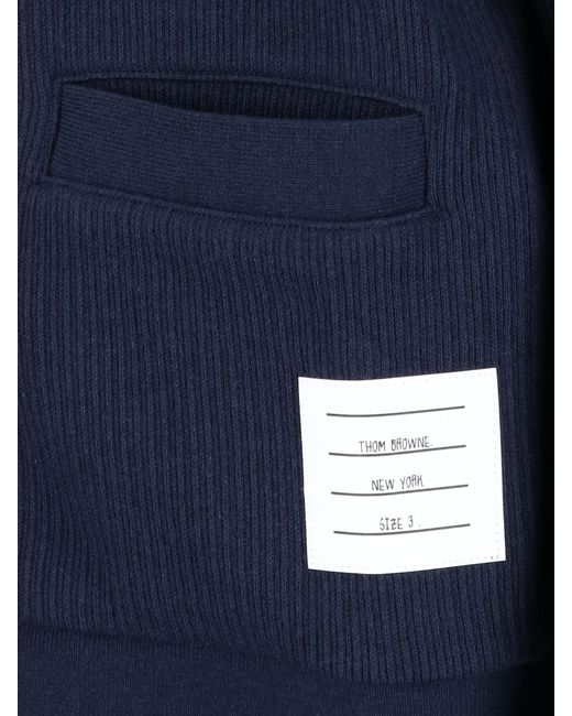 Thom Browne Blue Logo Patch Cardigan for men