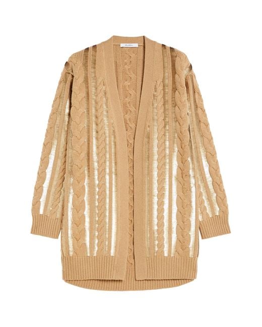 Max Mara Natural Mirco Open-Front Long-Sleeved Cardigan