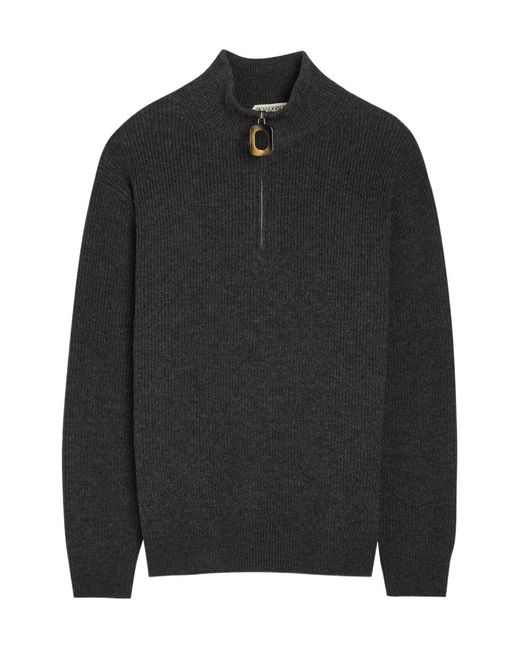 J.W. Anderson Black Ribbed Half-Zip Wool And Cotton-Blend Jumper for men