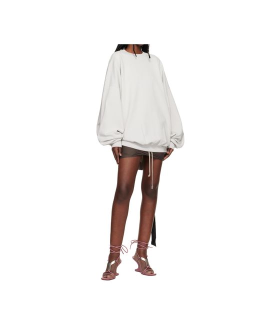 Rick Owens White Oversized-Sleeve Sweatshirt