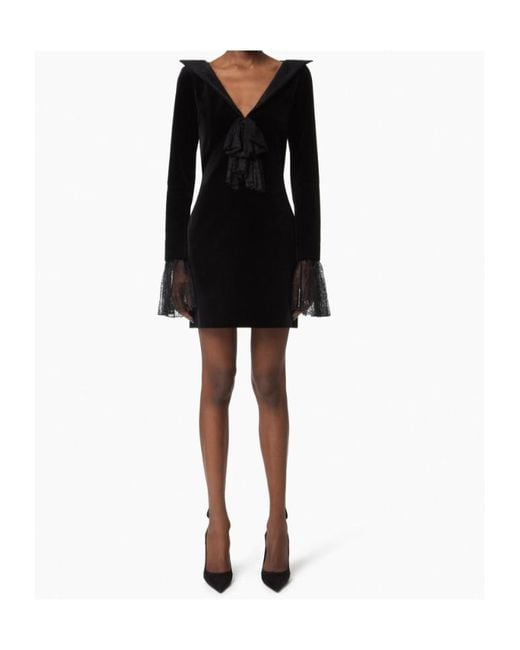 Nina Ricci Black Bow Embellished Velvet Mini Dress