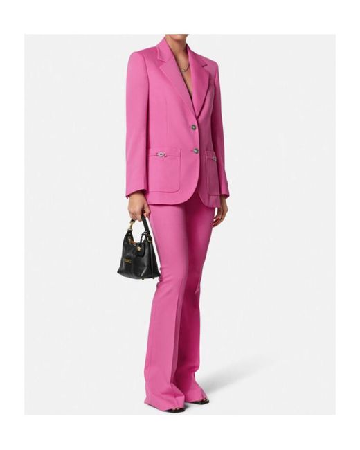 Versace Pink Pressed-Crease Tailored Trousers