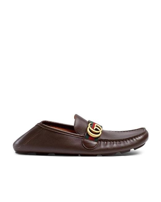 Gucci Men's Brown Gg Buckle Business Casual Shoes