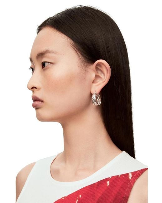 Loewe White Braided Hoop Earrings
