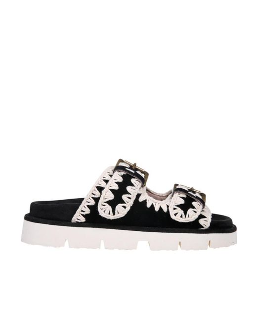 Mou Black Bio Buckle Fastened Sandals