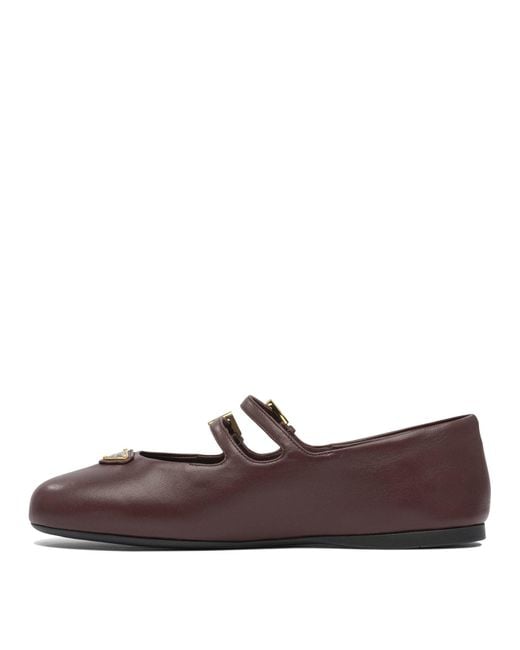 Prada Brown Nappa Leather Ballet Flats