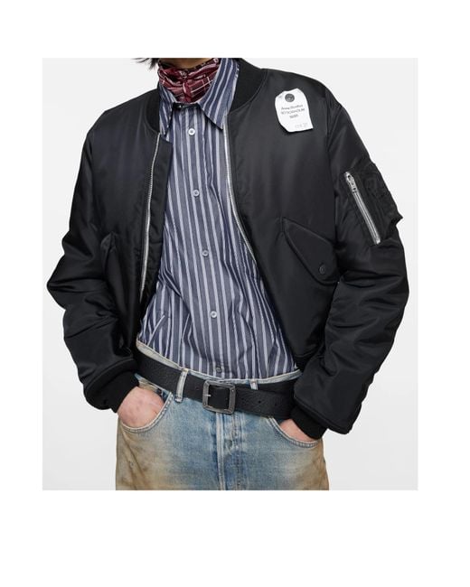 Acne Blue Nylon Bomber Jacket for men