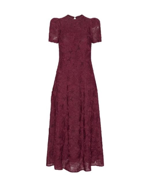 ROTATE BIRGER CHRISTENSEN Purple Dollarina Floral Mesh Maxi Dress