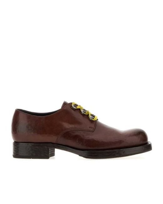 Prada Brown Round-Toe Lace-Up Shoes for men
