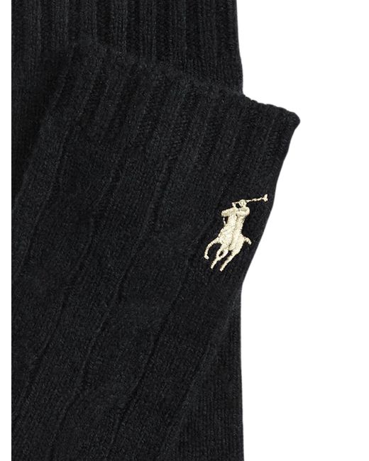 Polo Ralph Lauren Black Logo Embroidered Knitted Gloves