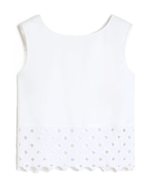 Max Mara White Bchmaggio Broderie-Anglaise-Detail Top