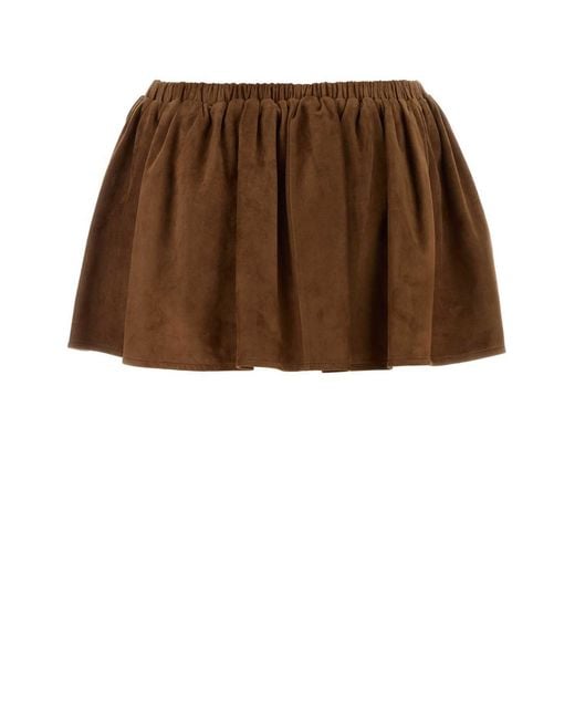 Miu Miu Brown Zipped Mini Skirt