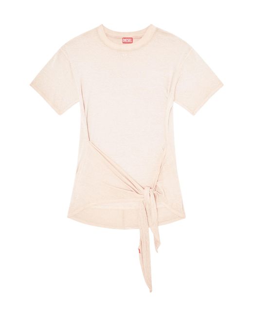 DIESEL White Knot-Detail Mini Dress