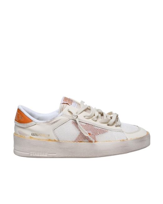 Golden Goose Deluxe Brand White Stardan Distressed-Effect Lace-Up Sneakers for men