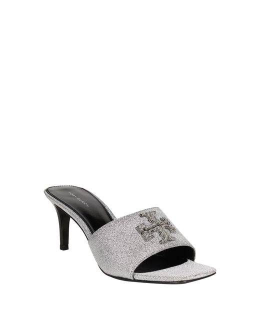 Tory Burch White Sequin Heeled Slippers