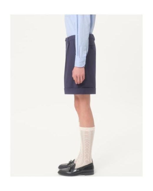 Valentino Blue Cuffed Wool Bermuda Shorts for men