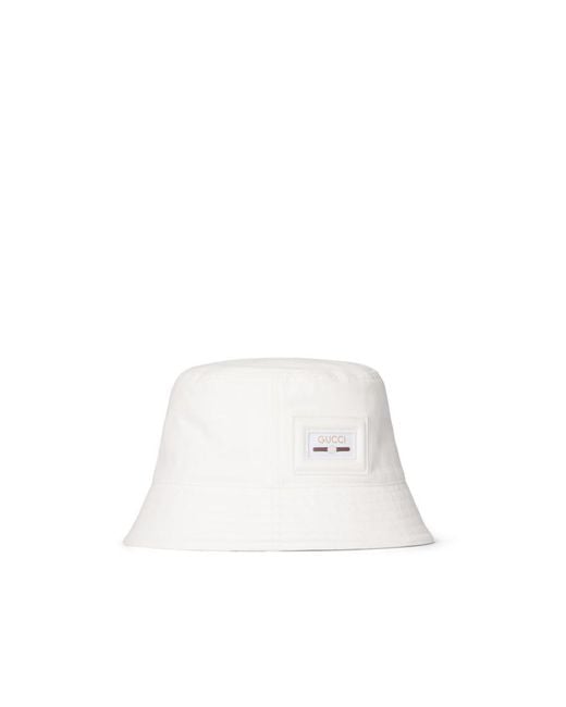 Gucci White Cotton Canvas Bucket Hat for men