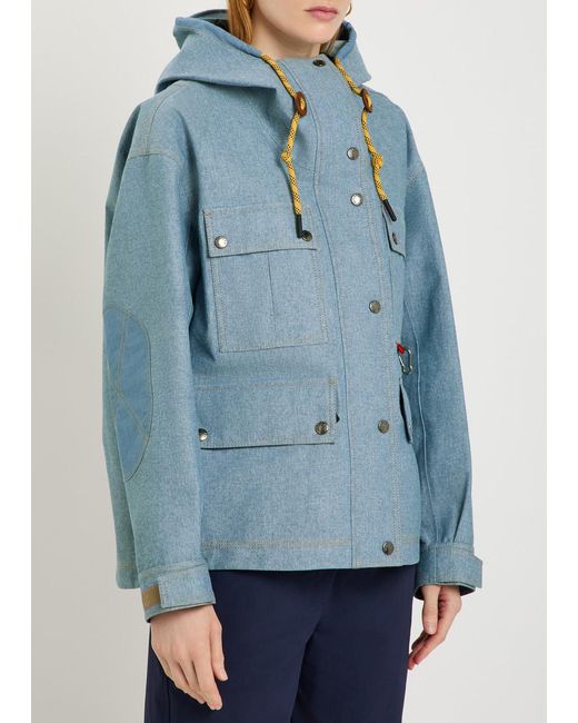 Moncler Blue Beziers Waterproof Hooded Denim Jacket