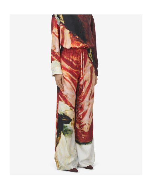 McQueen Red All-Over Printed Trousers