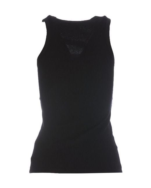 Pinko Black Logo Plaque Ribbed Tank Top
