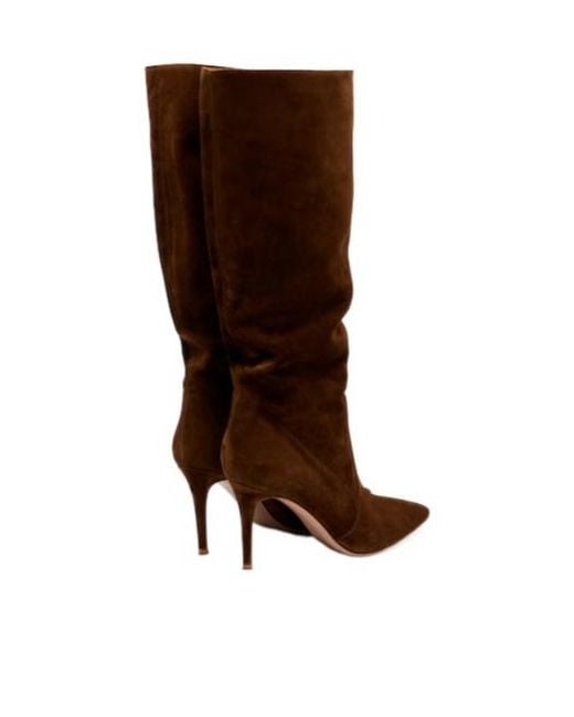 Gianvito Rossi Brown Suede Knee-High Boots