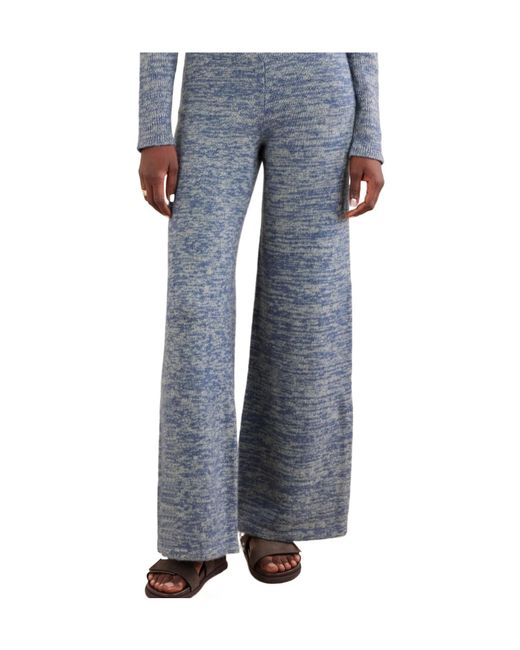 The Elder Statesman Blue Nimbus Knitted Cashmere And Silk-Blend Wide-Leg Pants