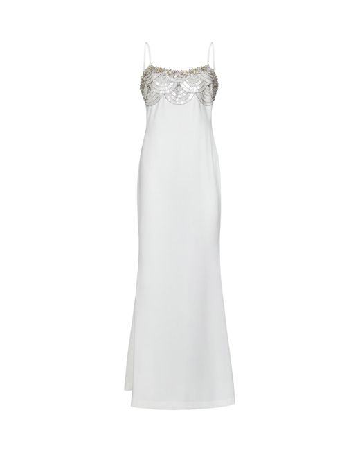 Amen White Crystal-Embellishment Crepe Maxi Dress