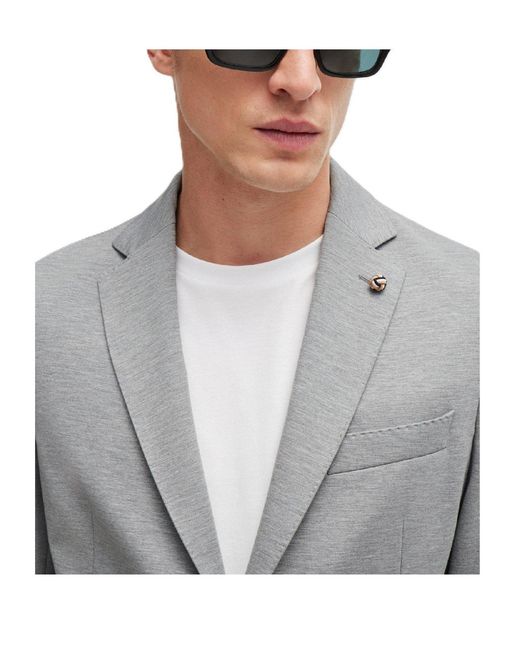 Boss Gray Single-Breasted Blazer for men