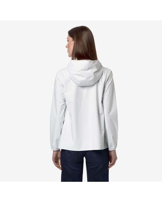 K-Way White Waterproof Zip Hooded Jacket