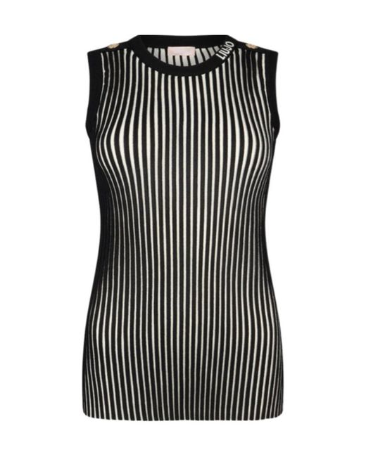 Liu Jo Black Striped Knitted Top