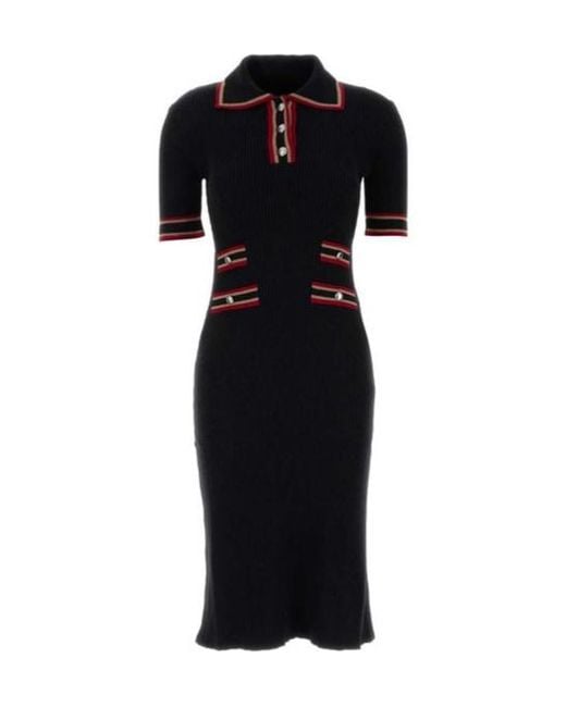 Alessandra Rich Black Short-Sleeved Knitted Dress