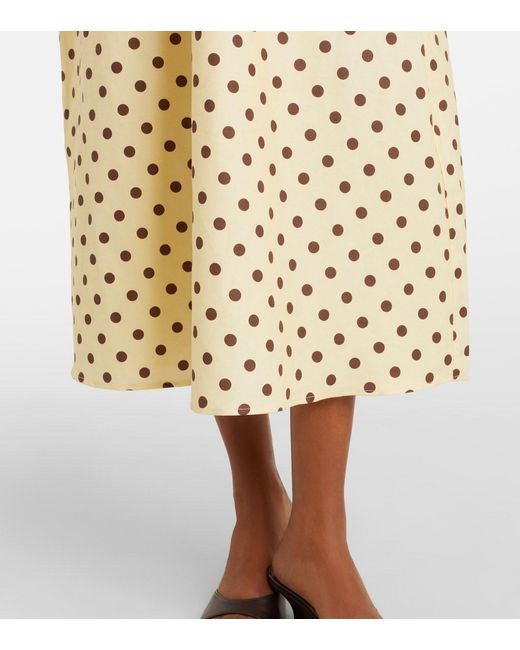 Posse Metallic Bowie Polka-Dot Linen And Cotton Midi Dress