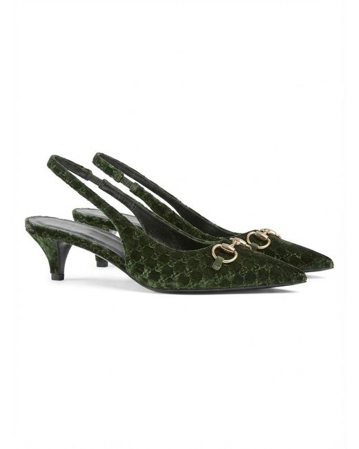 Gucci Green Slingback Pump With Horsebit, Size 35 It