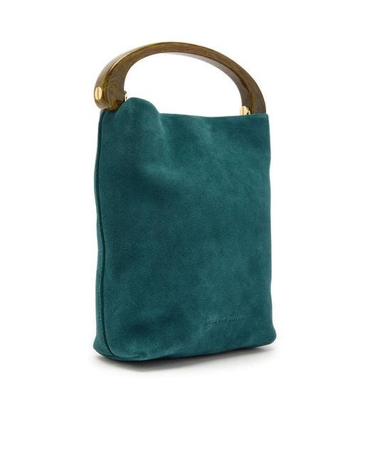 Dries Van Noten Green Crisp Suede Top Handle Bag