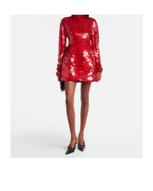 Sportmax Red Terfrite Sequined Jersey Minidress