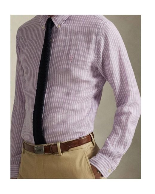 Polo Ralph Lauren Purple Striped Long Sleeved Shirt for men