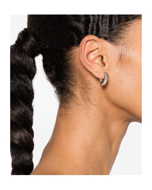 Balenciaga White Logo Engraved Earrings