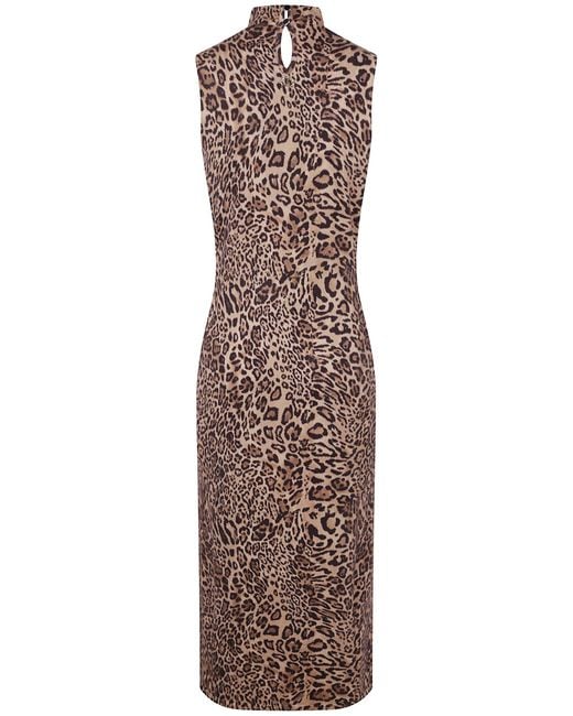 Twinset Brown Animal Print Sequin Dress