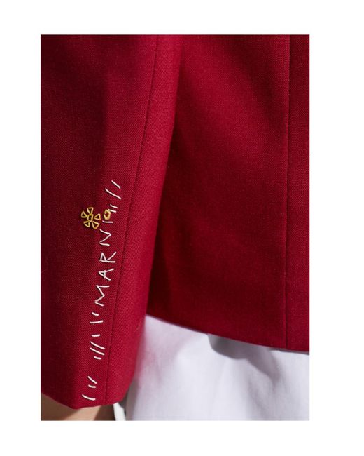 Marni Red Single-Breasted Cropped Blazer