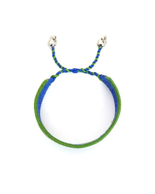 McQueen Blue Logo-Embroidery Cord Bracelet for men