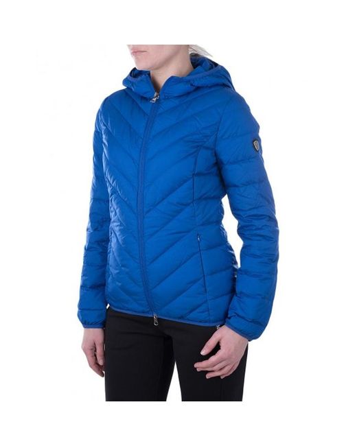 EA7 Blue Logo Hooded Down Jacket