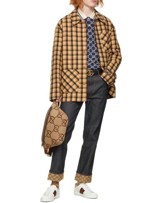 Gucci Brown Jumbo Gg Motif Belt Bag for men
