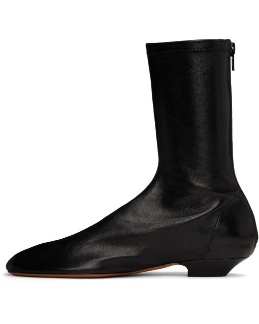 Khaite Black The Apollo Round Toe Ankle Boots