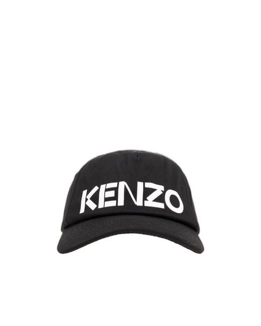 KENZO Black Logo Embroidered Baseball Cap for men